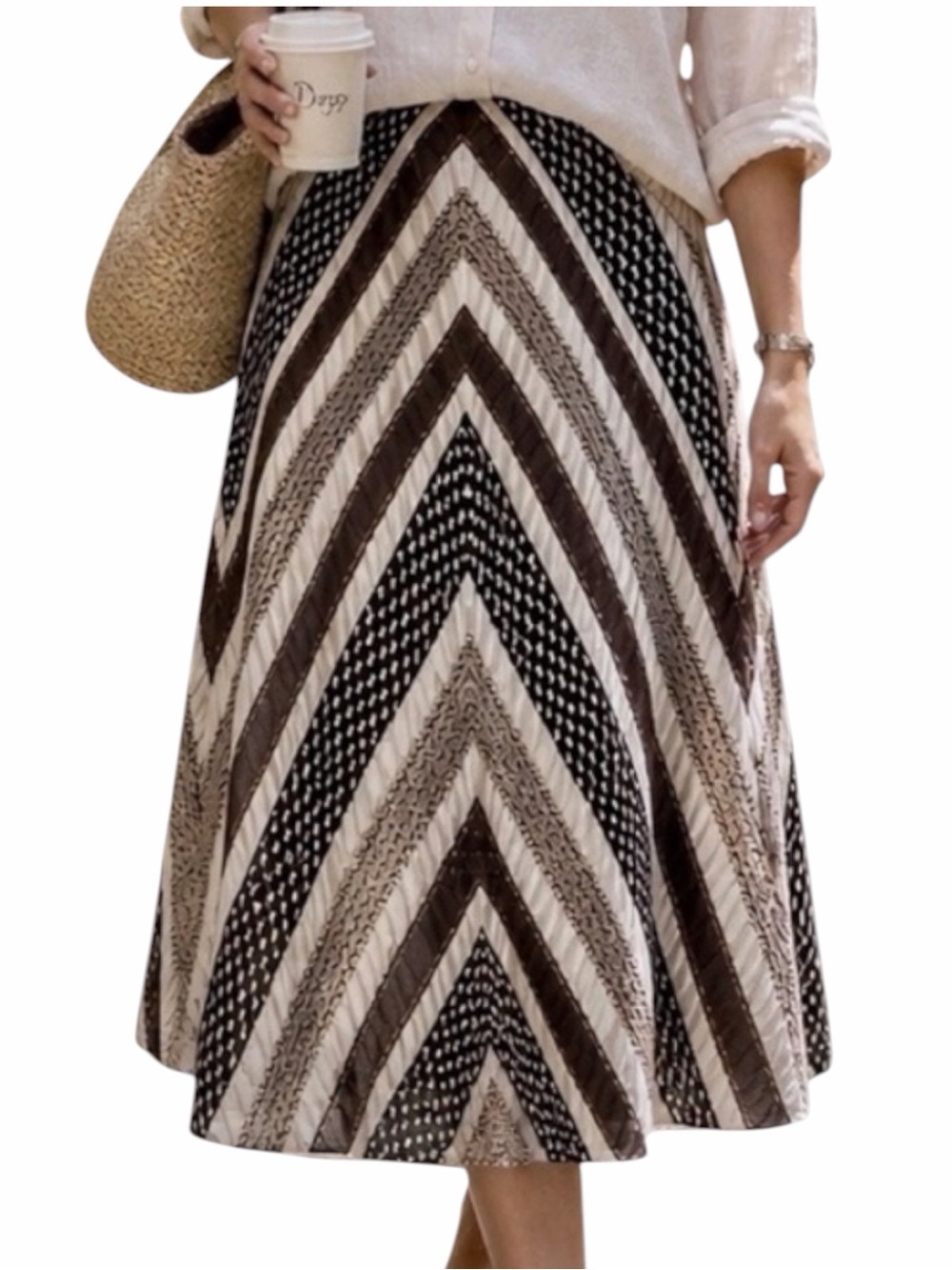 Vintage Gerd Inez Embroidered Chevron Midi Skirt EU 38 USβ 4 Scandinavian